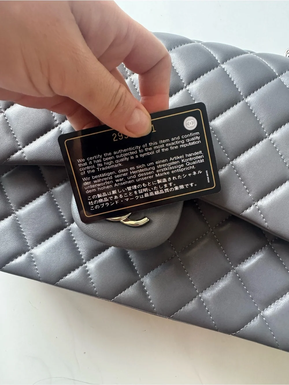 CHANEL Quilted Classic Flap Shoulder Bag in Gray